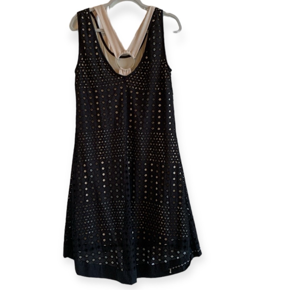 NWOT Derby Dress Elisa Cavaletti Black sleeveless Eyelet Dress Sz 10 - Picture 3 of 14